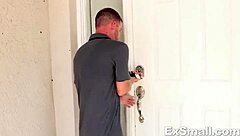 Fun sized teen Kimmy Granger with small tits gives hardcore blowjob to monster cock outdoors