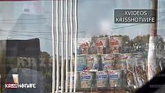 i show off my see-through blouse to strangers at the gas station in public