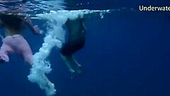 Hot girls bathing in Tenerife sea