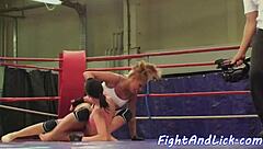 Dyke Babes Wrestle And Lick Pussy In Ring