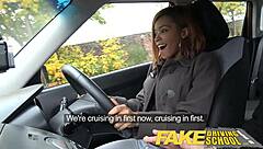 fake driving young 18+ ebony enjoys creampie for free lessons