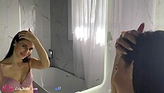 lilu moon takes monster cock deepthroat in bathroom pov, then bent over for cumshot