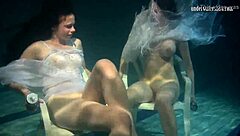 Polcharova And Siskina Dive Into Wet Underwater Passion. Horny Lesbians Explore In Pool.