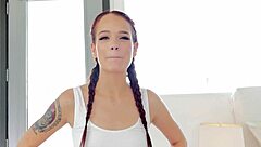 feeling the intense pleasure as daisy love gives a no-hands blowjob to that huge cock, swallowing the massive load