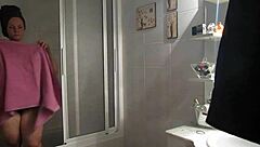 my wife in the shower bathing