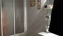 my wife in the shower bathing