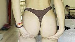 European Amateur Brunette Teen 18+ Masturbates Pussy with Fingers in Latex Pants on Cam