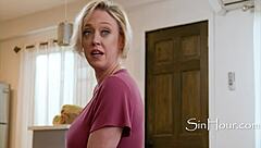 Busty blonde milf stepmom seduces for cheating anal sex with big tits bouncing