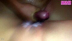 Young amateur babe's wet pussy squirts during intense fucking and creampie