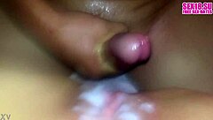 Young amateur babe's wet pussy squirts during intense fucking and creampie