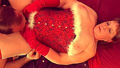 Granny's Christmas Orgasm From Intense Muff Diving