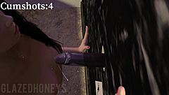 Slut Sucks Six Cocks At Gloryhole