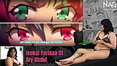 Latina model reacts to hentai isekai yarisaa 02 while masturbating