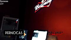 Young woman dancing in private swing club on camera.