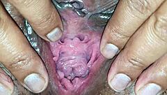 gaping my fat and hairy pussy wide open