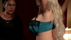 Amateur Young 18+ Teen Babe With Fake Tits Receives Cunilingus And Muff Diving From Tattooed Milf