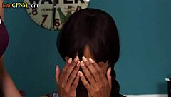 ebony gives group hj with babes