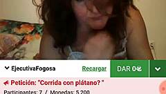 In this amateur TV show, a MILF from Spain performs for the camera.