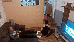 maid notices boss's wife is away and seduces him with her short dress