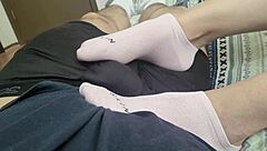 teen teases cock with toes till cumshot?