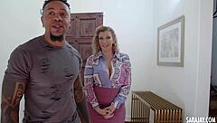 Horny Sara Jay Moans Loudly Riding Eddie Jayes Big Long Cock in Interracial Cowgirl