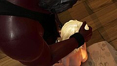 Blonde escort in group interracial scene performs deepthroat blowjob, cunilingus, assfucking, and anal with multiple partners