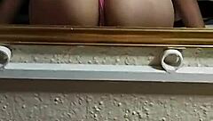 I suck her small tits while masturbating in the room passionately