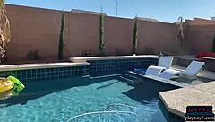 huge boobs milf sophie dee enjoys pool fun at home during quarantine with softcore scenes