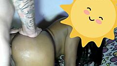 Indian amateur gives anal to married neighbor and cums on her ass