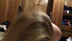 Blonde MILF babe surprises with sloppy deepthroat blowjob on camera