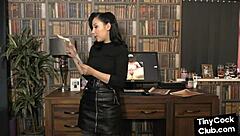 Femdom Babe In Leather Gives Dirty Talk Session To Small Dick Amateur