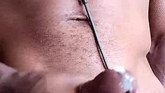 Stroking bbc cum ends up on the floor