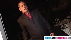 teen girl seduced by horny couple in threesome blowjob