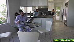 yo, watch us stepsisters bang stepdad to prove our skills! 😜  