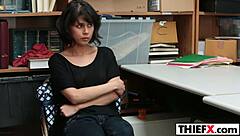 Stiff Case with Teen 18+ Thief Penelope Reed Punished in Garage