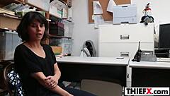 Stiff Case with Teen 18+ Thief Penelope Reed Punished in Garage