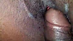 Detailed view of wet monster cock in action