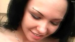 Horny brunette babe sucking cock eagerly in amateur setting