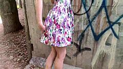 Cute Skinny Girl Gives Deep Blowjob On The Street POV! Cumshot On Tits Close Up!