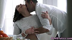 Glam babe spooning passionately