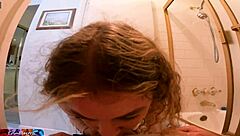 stepsister sits on stepbrother's dick in bathroom