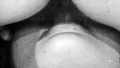 vintage lesbians eating hairy pussy in retro threesome