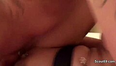 horny blonde german teen with big tits helps brother-in-law with cumshot facial after fucking