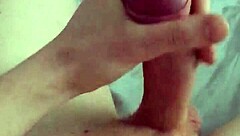 The guy finally releases his cum in a powerful cumshot that she eagerly awaits