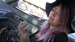 Hey Mali Luna, suck that glory hole cock while playing with your wet pussy!