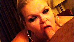 Jenna Jaymes deepthroats that big cock and gags hard.