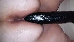 Big ass amateur bbw riding big black dildo