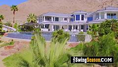 Petite 18+ Swinger Brunette Gives Softcore Blowjob in Shower