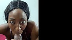 A curvy MILF shares her blowjob story with a couple