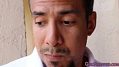 bronze teen 18+ gets facial from old man in hd video